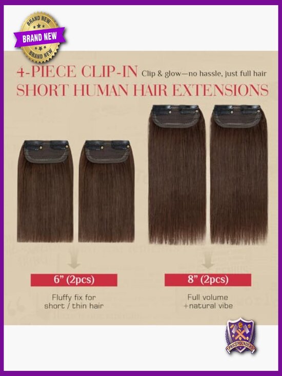 Real Human Hair Clip in Extensions 4PCS Remy Mini Clip ins Hairpiece main image 4